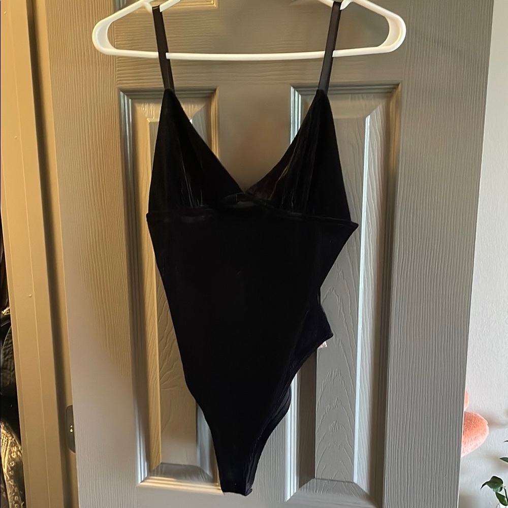 Forever 21 Black Bodysuit with V-Neck and Spaghetti Straps